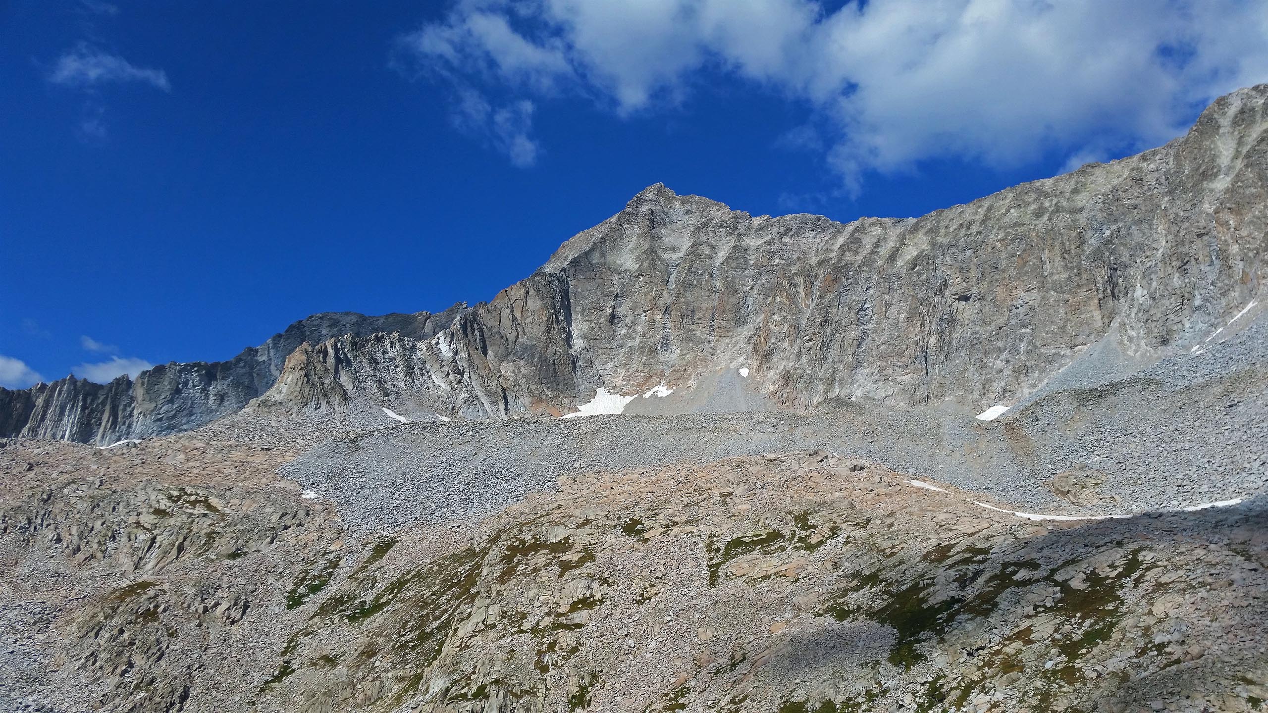 Capitol Peak, and the Knife Edge seen from Pierre Lakes Basin