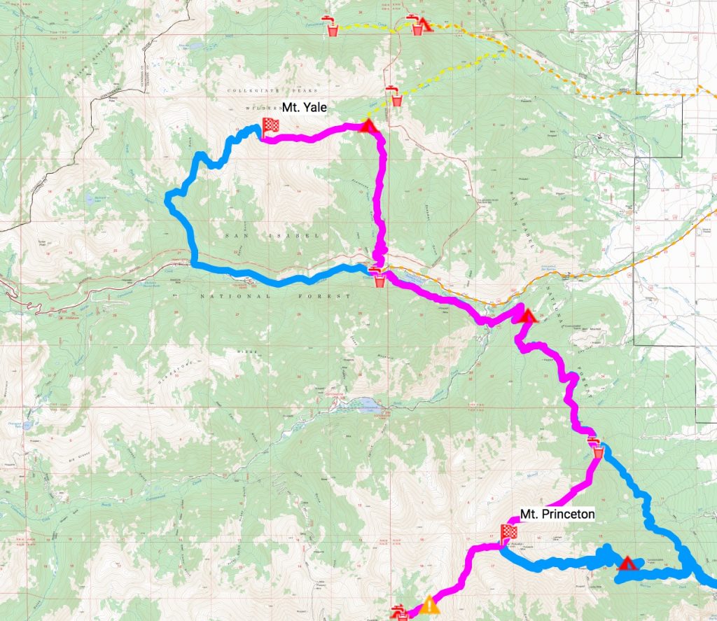 Route Overview: Mt. Princeton to Mt. Yale