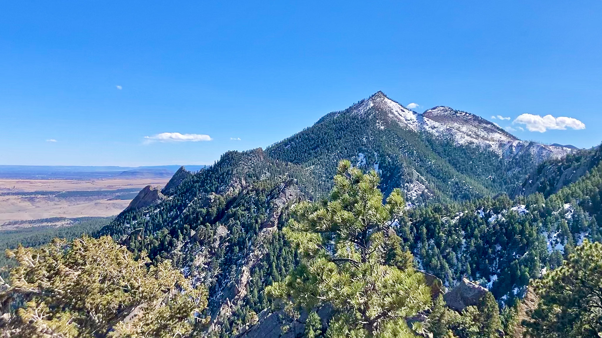 Bear Peak and South Boulder Peak from the top of the Hourglass