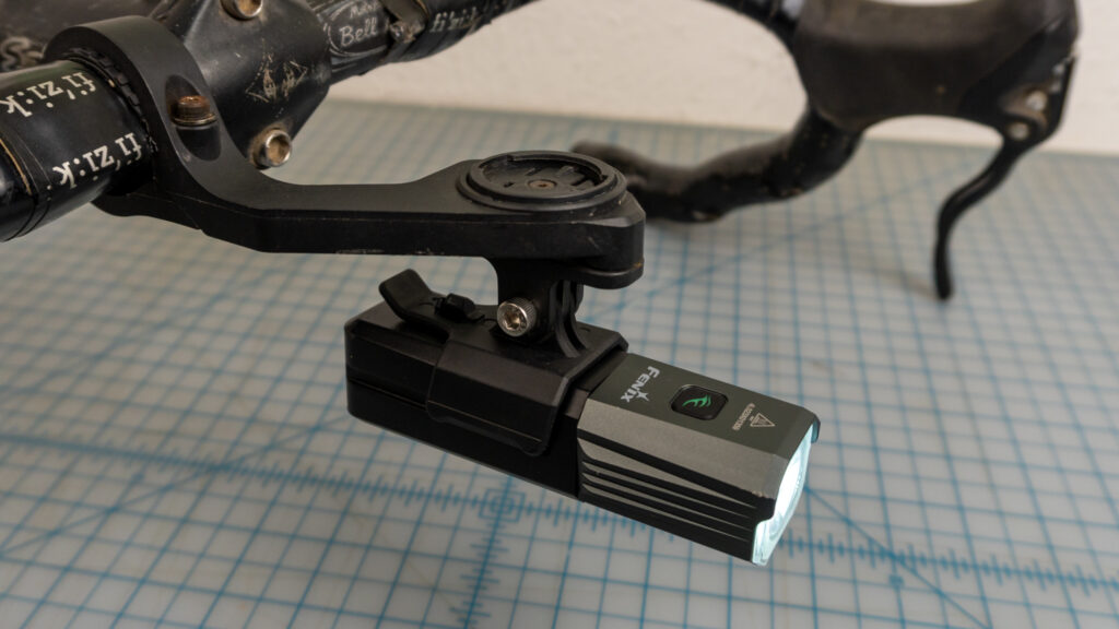 The GoPro-compatible mount is useful for mounting the light underneath another accessory, like a bike computer. You'll need grab the out-front mount separately.