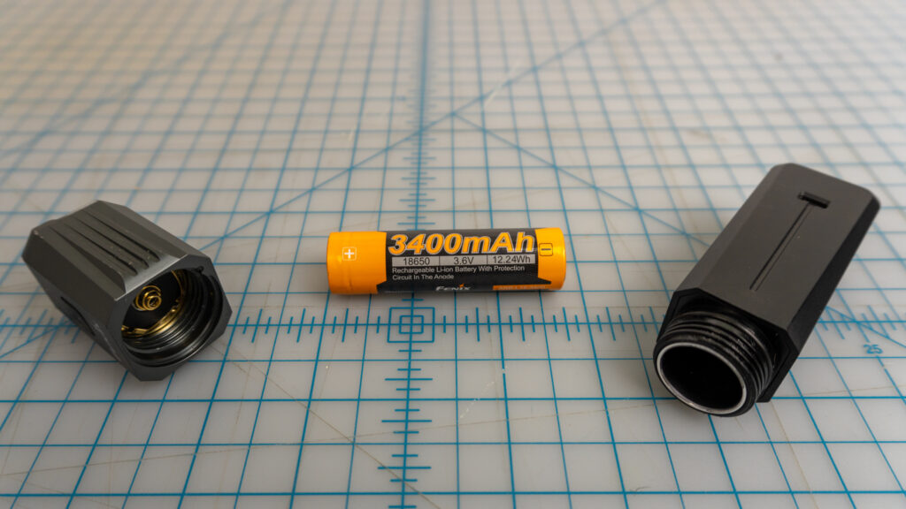 Inside the Fenix BC22R is a 18650 battery with 3400mAh of capacity, which can easily be accessed to swap out  for another battery. 