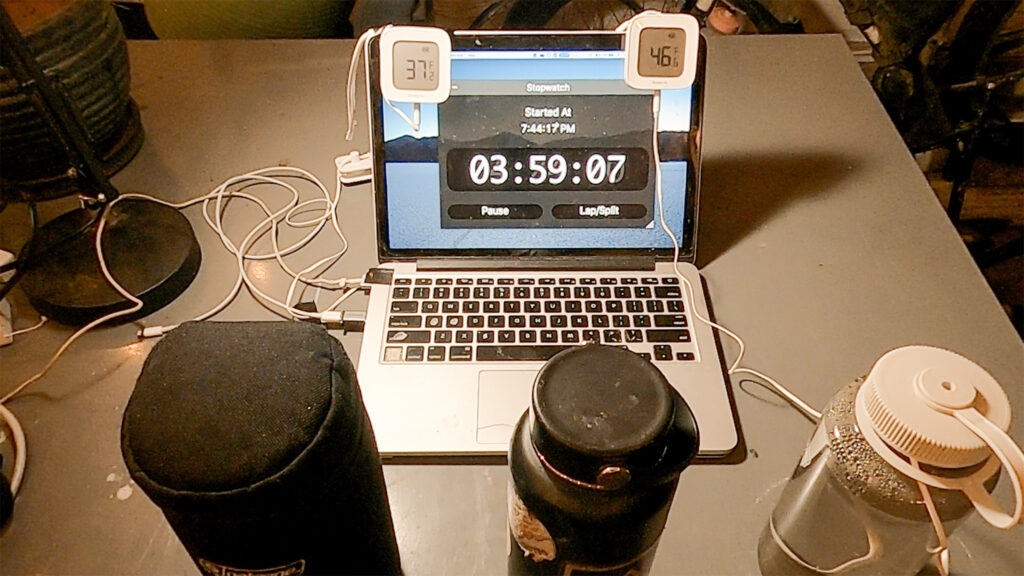 Four hours into the test, as captured by time lapse.