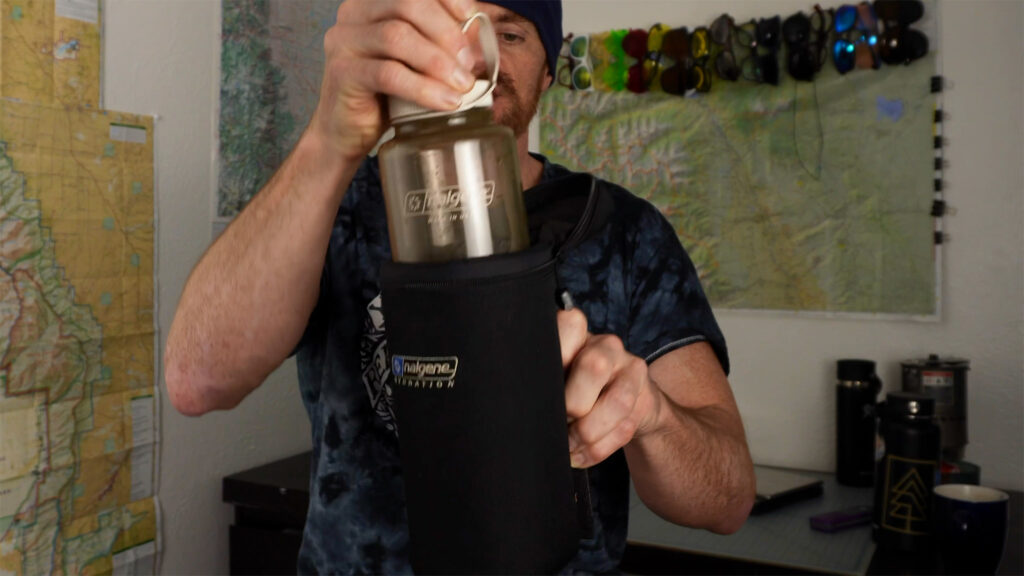 A 32oz Nalgene in an  Insulated Bottle Cover