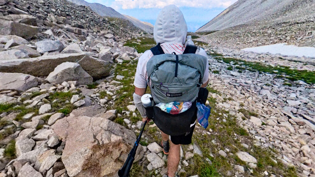 The many external pockets of the Grit 28 on display