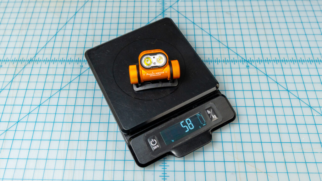 Headlamp of the HM55R itself weighs 58 grams