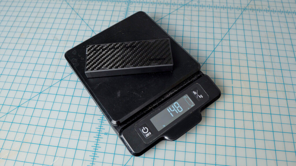 The Nitecore NB10000 Gen4 comes in on my scale at 148 grams.